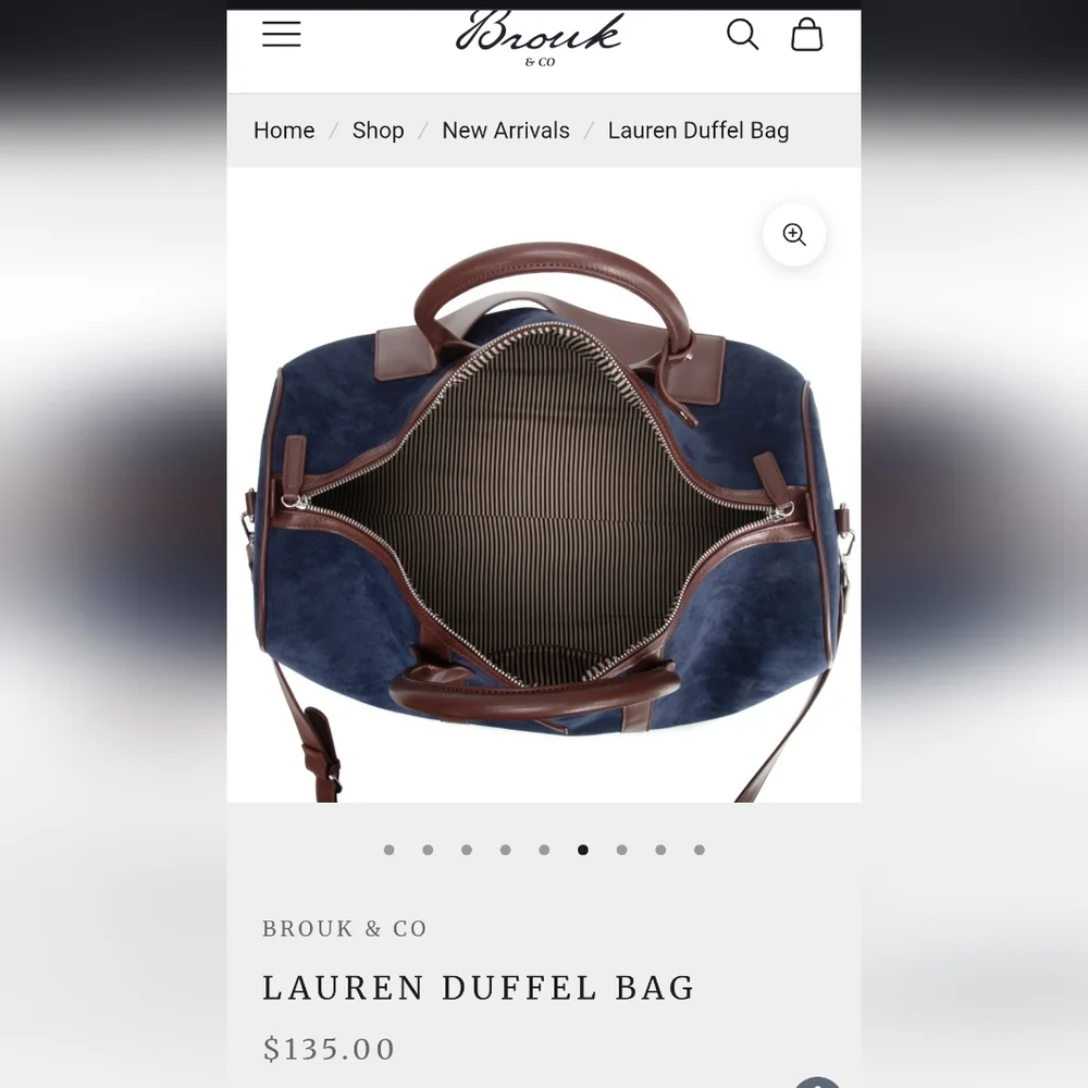 Brouk & Co Lauren Duffle Bag In Navy - 21x9.5x14 - New In Bag